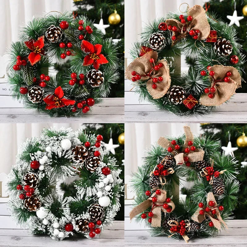 Christmas Wreath for Front Door Red Gold Window Wall Door Decorations 2024 Christmas Garland Ornament Guirnalda Navidad