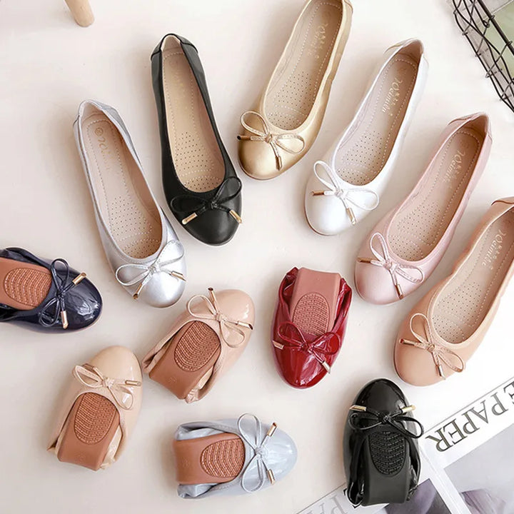 Ladies Loafers Shoes Bowtie Flats Patent Leather Loafers Women Round Toe Roll-Up Shoes Woman Bridesmaid Flats Large Size Zapatos