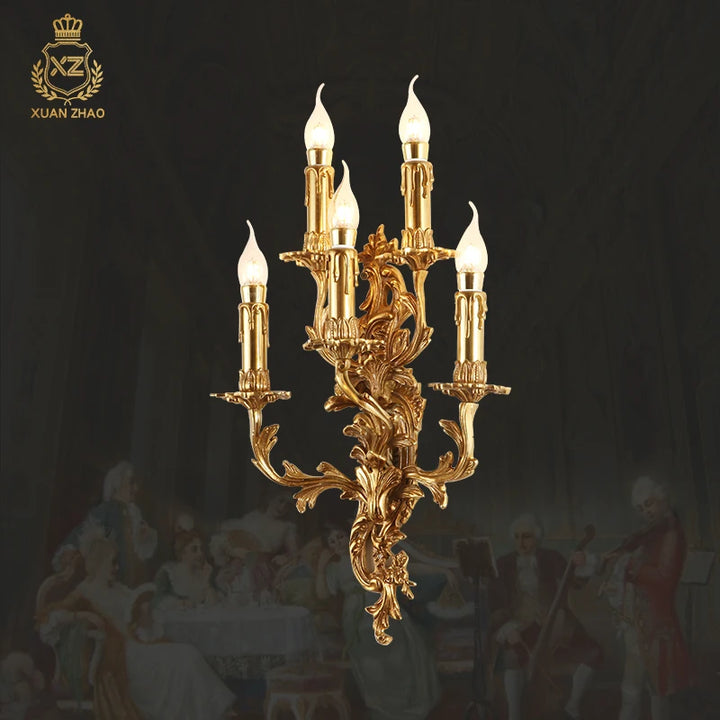 Baroque Unique Wall Lamps Indoor Wall Light for Hallway Art Deco Sconce Brass Gold Living Room Bedside Candle E14
