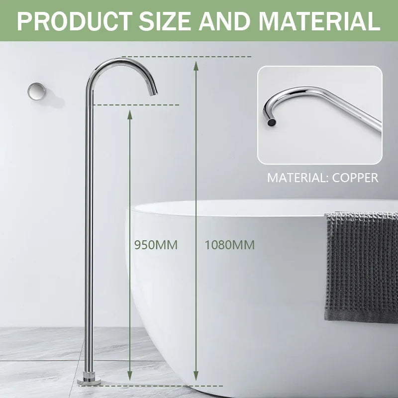 Floor Standing Bathtub Faucet Brass Body Hot Cold Mixer with Handle Rose Gold Independent Faucet Chrome Grey Black