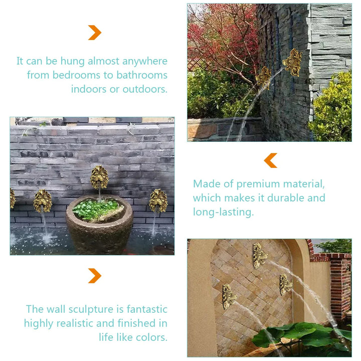 Fountain Wall Lion Nozzle Water Hanging Outdoor Sprayer Garden Spray Sprinkler Pond Decor Waterfall Mounted Sculpture