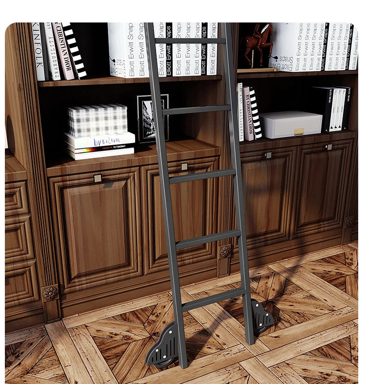 Bookshelf Mobile wrought iron Track ladder Bookshelf Library Home  Indoor attic one-word ladder