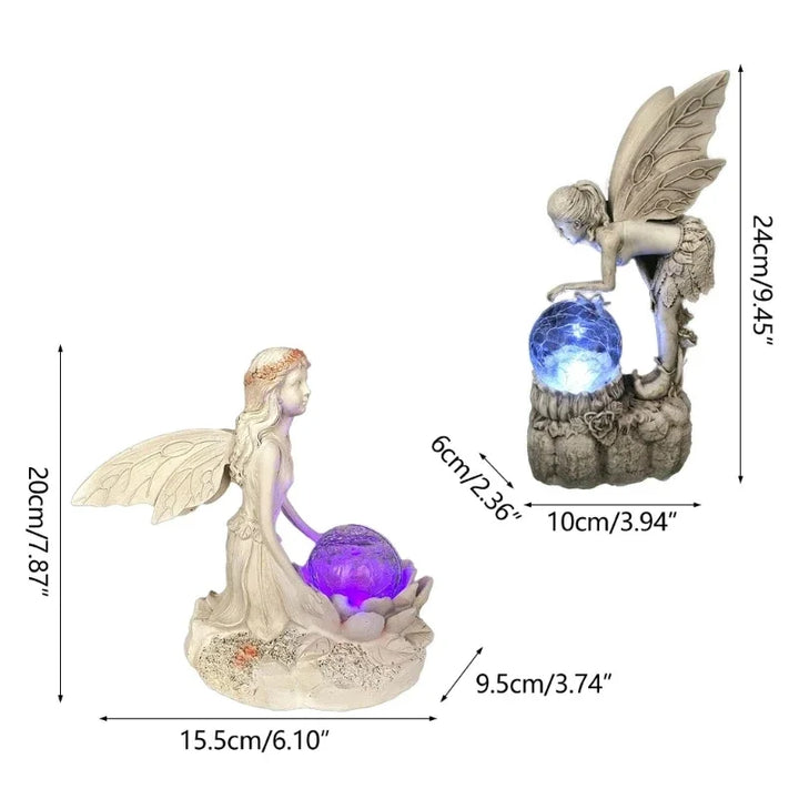 Fairy Garden Solar Flashing LED  Resin Garden Statue Outdoor Decoration