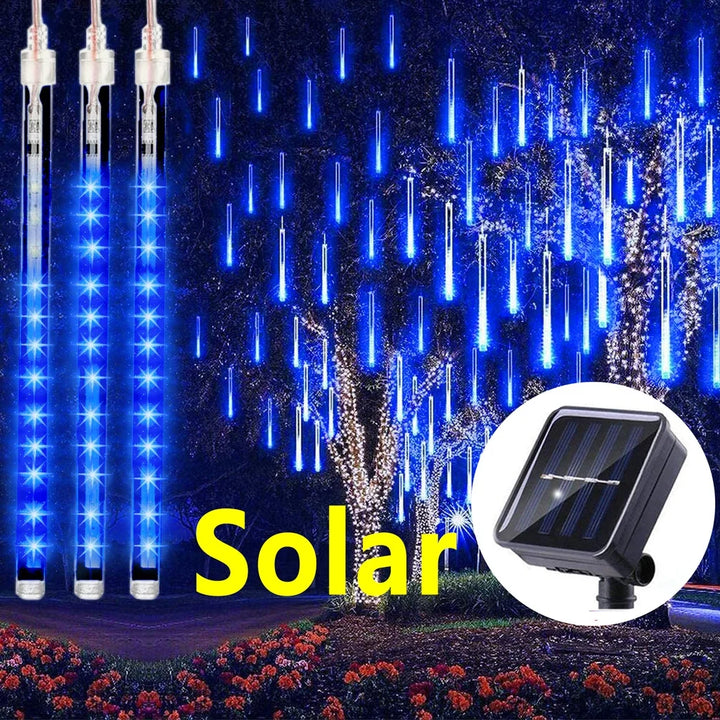 30/50cm Solar Meteor Shower LED Holiday Fairy String Light 8 Tubes Outdoor Waterproof Garden Street Garland