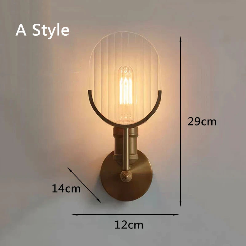 Vintage Wall Lamp Designer Bedside Aisle Coffee Bar Glass Shade Industrial Lighting LED Wall Light Indoor Retro Sconce Lights