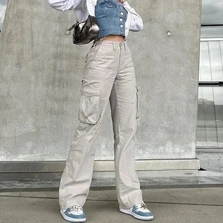 Women Cargo Pants Solid Color Spring Summer Harajuku Oversized Streetwear Hip Hop Wide Leg Trousers Joggers Baggy Sweatpants