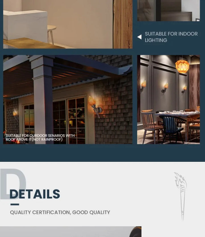 Outdoor Wall Torch Light Courtyard Hanging Light Indoor Coffee Restaurant Decoration Hand Light Creative Retro Ambient Lamps