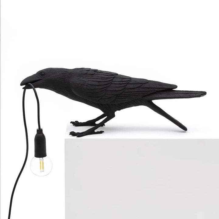 Resin Lucky Bird Crow Wall Lamp Table Lamp Night Light Bedroom Bedside Living Room Wall Lamp Home Decoration(Free bulb)