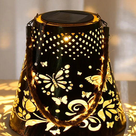 Iron Hollow Solar Lawn Outdoor Butterfly Projectio Garden Lamp  for ,Courtyard Balcony