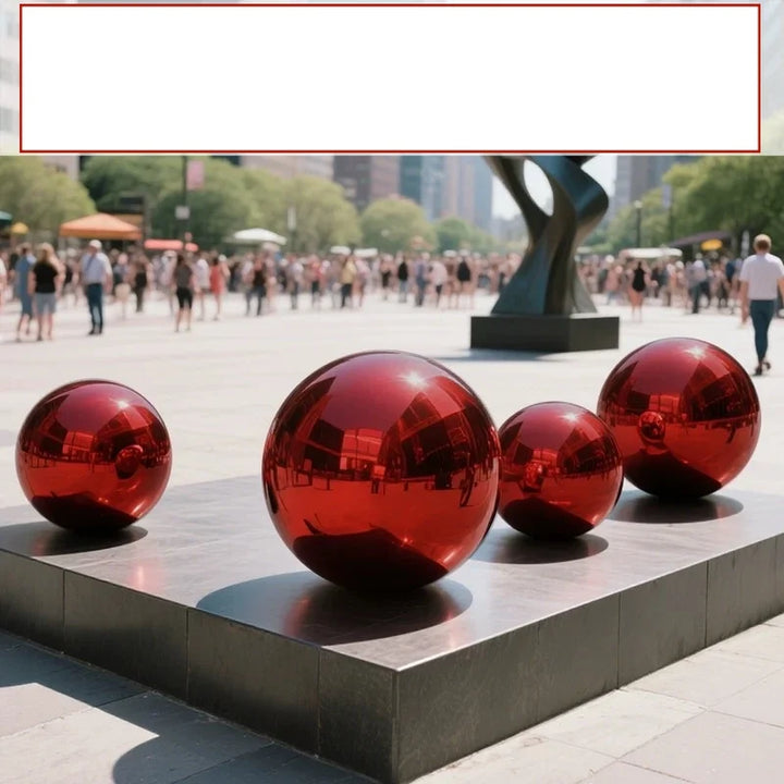 Stainless steel red hollow decorative ball, hanging decoration, mirror finish metal ball,