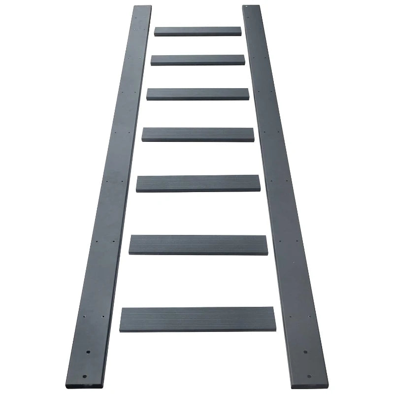 4FT(122cm) Hook on Rolling Library Ladder Hardware Kit with 87"(2.2M) Metal Ladder,Sliding Track Kit,Floor Roller with Brake