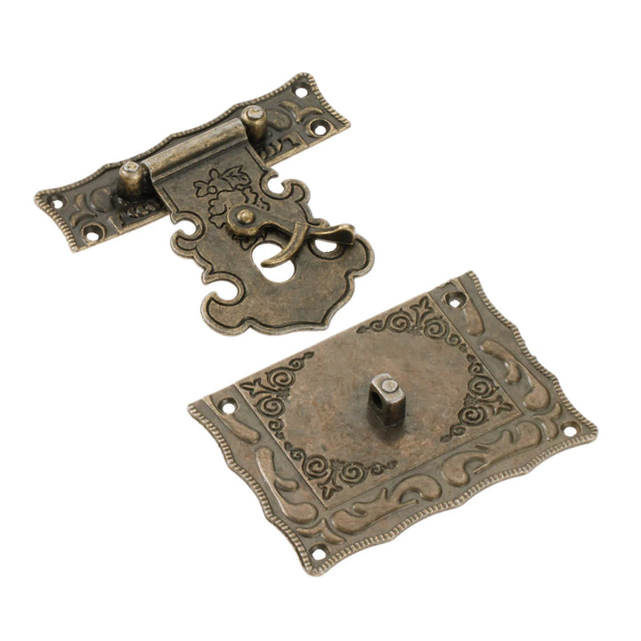2Pcs New Antique Bronze Padlock Latch Hasp Vintage Hasp Furniture Clasp Lock