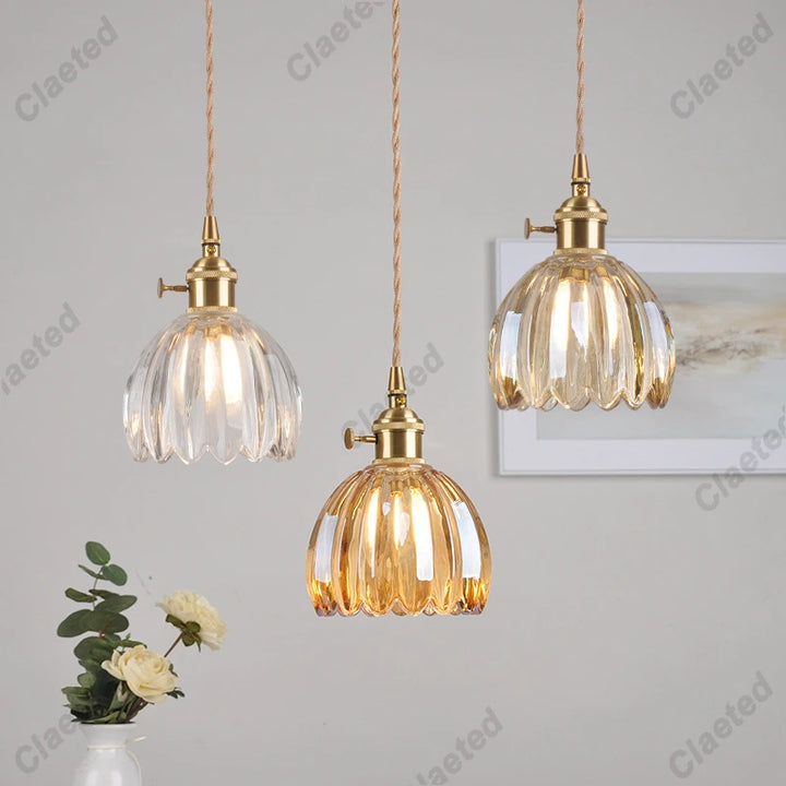 IWHD Modern Copper Glass LED Pendant Lamp Switch Living Room Bedroom Green Amber White Nordic Hanging Lights