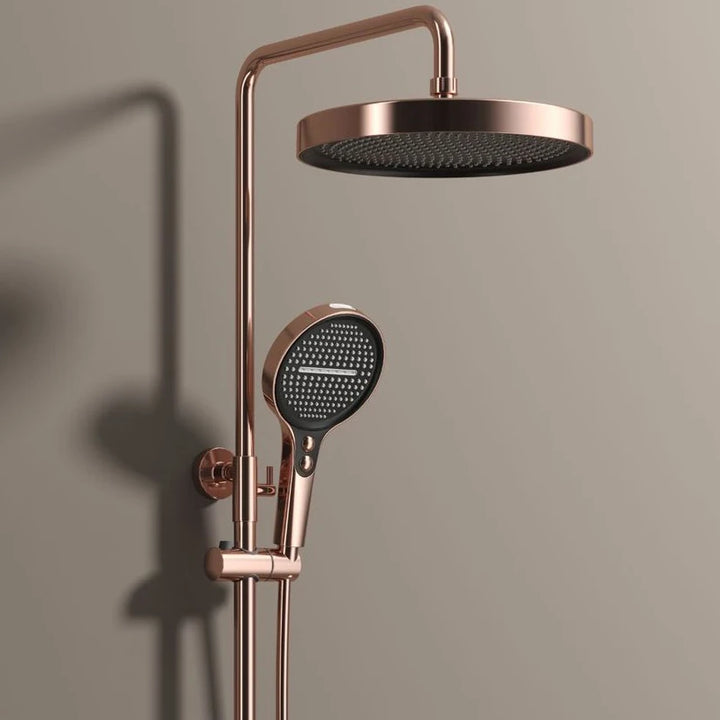 Rose Gold Shower Faucet Bathroom Hot Cold Mixer Bath Shower System Bathtub Wall Mount Round SPA Rainfall Luxury Set