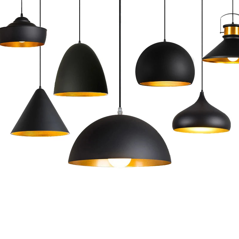 GEW Nordic Retro Industrial Black Ceiling Pendant Lamp E27 Restaurant Dining Table Bar Decorative Pendant Lighting Fixture