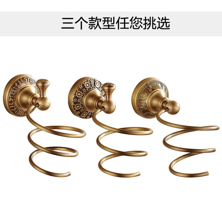 All-copper antique hair dryer rack, bathroom hair dryer rack, storage hanger, European retro light luxury, simple and original.