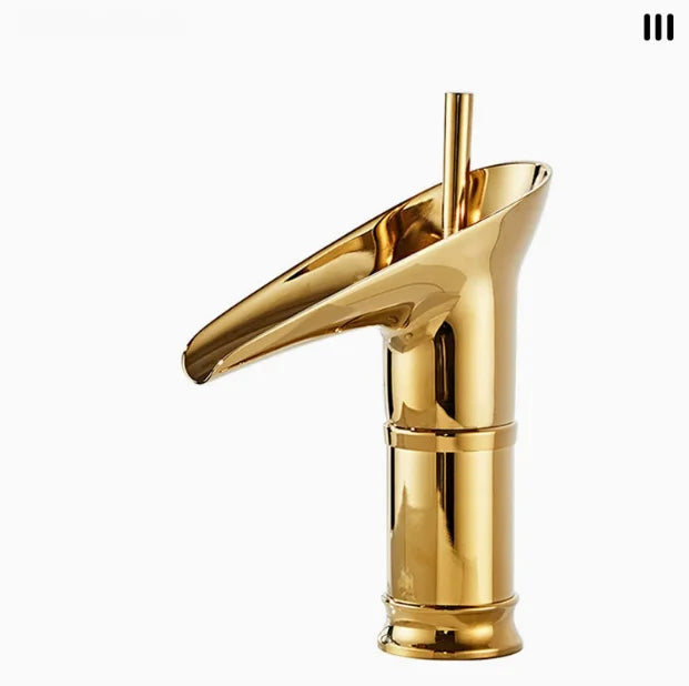 Antique copper washbasin, wine cup faucet, bathroom cabinet, ceramic countertop basin, waterfall cold and hot water faucet