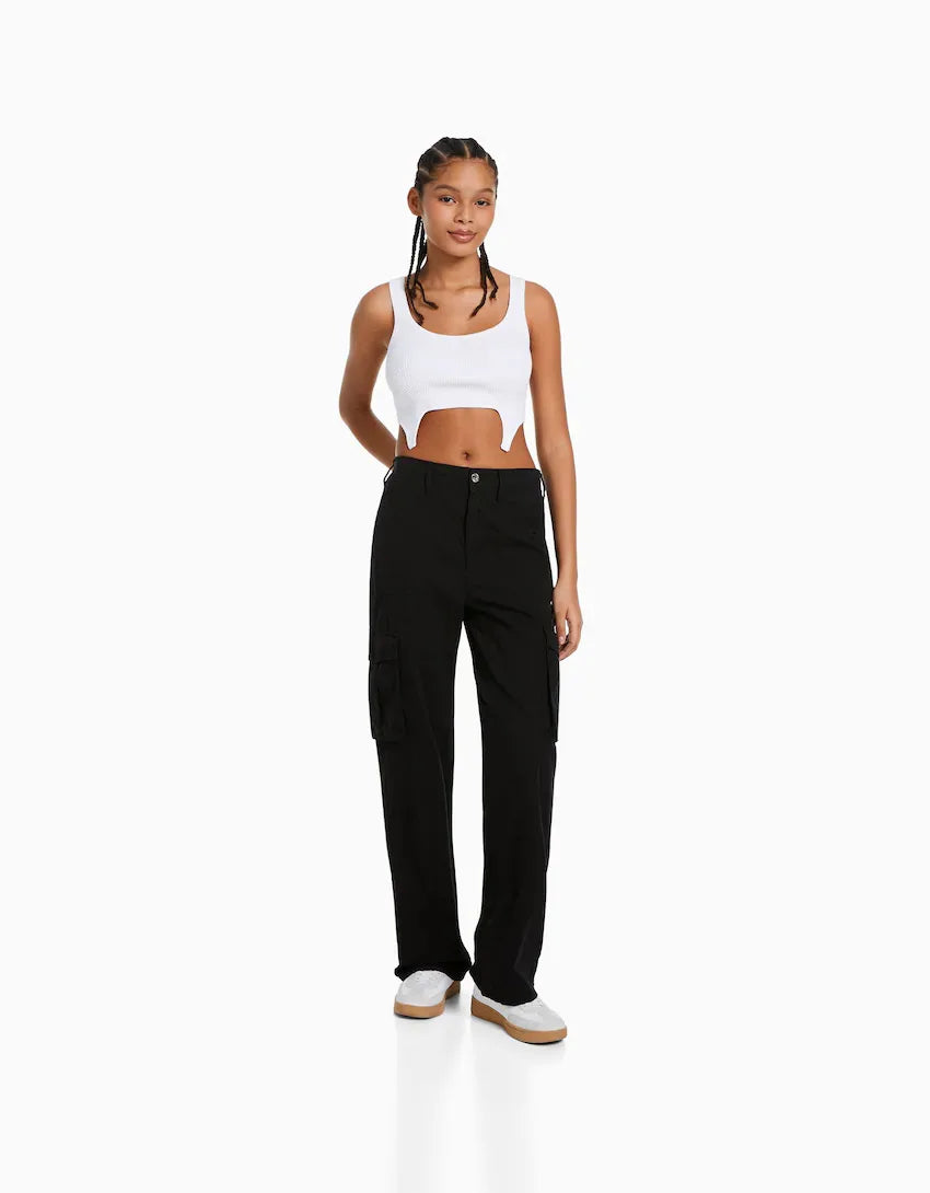 Women Cargo Pants Solid Color Spring Summer Harajuku Oversized Streetwear Hip Hop Wide Leg Trousers Joggers Baggy Sweatpants