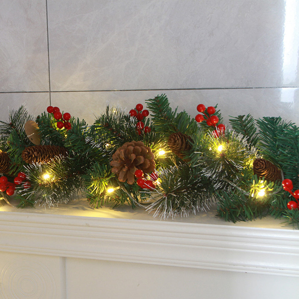 Christmas Garlands With Pinecones Red Berries Artificial Christmas Wreaths For Home Xmas Tree Stairs Door