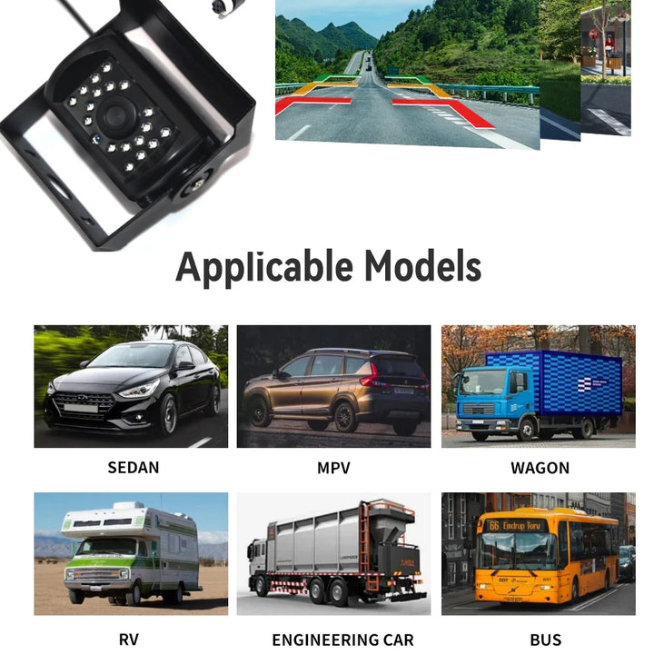 Backup Camera 7" HD TFT LCD Vehicle Rear View Monitor Waterproof Back Up Camera Night Vision for Truck RV
