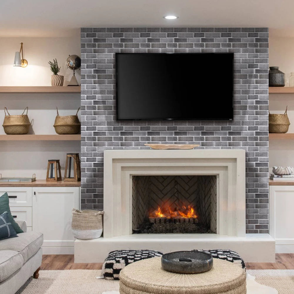 10/20Pcs 3D Faux Brick Peel and Stick PVC Wall Stickers, Waterproof Easy to Install Wall Panels, Interior Wall Decoration