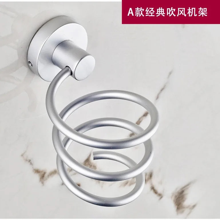 Golden hair dryer rack with cup hair   Households Rack Hair Blow Dryer Holder Aluminum Shelf Bathroom Accessories