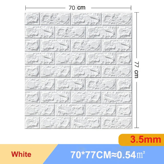 10Pcs Self-Adhesive 3D Wall Sticker DIY Brick Stickers Home Kids Room Kitchen Ceiling Decor No Odor No Pollution Wallpaper 70X77