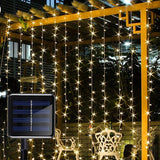 LED Solar Curtain String Lights Copper Wire Outdoor Lamp Solar Fairy Lights Garland For Garden Party Patio Terrace Camping Decor