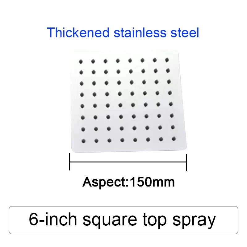 4/6/8/10/12 Inch Pressurized Rain Shower Head Stainless Steel Square Round Rain Shower Head Large Water Outlet Shower Head