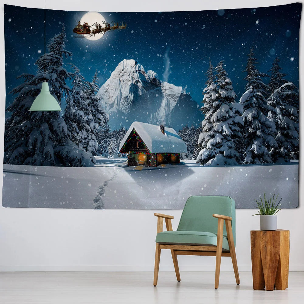 Christmas decoration tapestry, wall hanging, reindeer, Bohemian style, hanging on the wall, room decoration