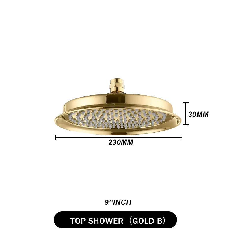 Brass Golden Rainfall Shower Head Rose Gold Handheld Shower Bathroom