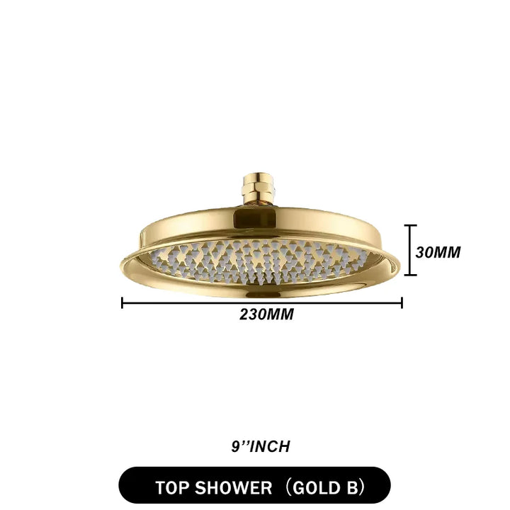 Brass Golden Rainfall Shower Head Rose Gold Handheld Shower Bathroom