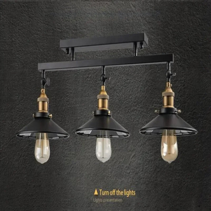 Vintage Industrial Black Iron Adjustable Ceiling Light with Mirror Glass Shade 3XE27 Edison Bulbs for Dining Room Home Decor DIY