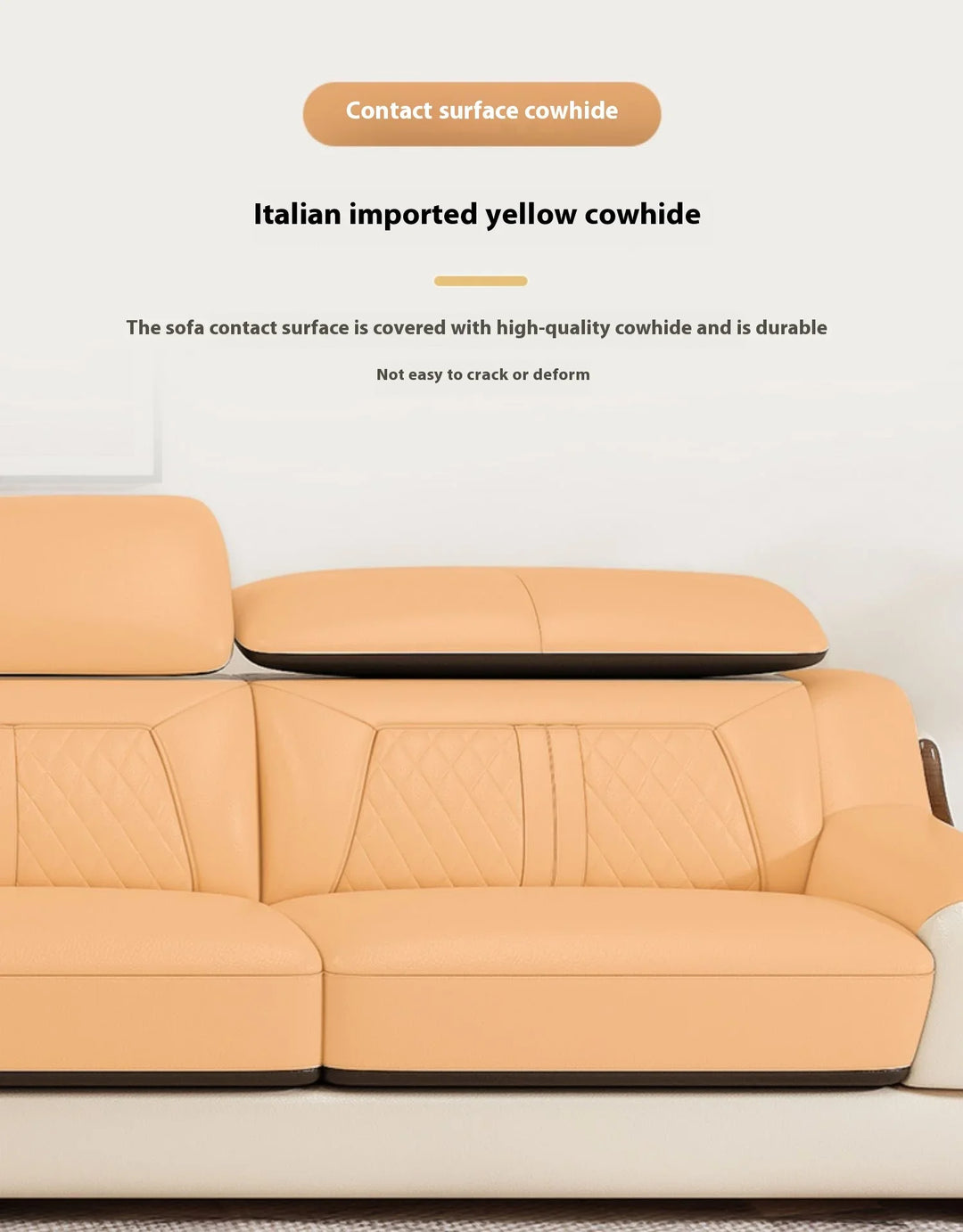 Stylish Italian Genuine Leather Sofa for Living Room with Cup Holder, USB, Adjustable Headrests & Bluetooth Speaker - Lazy Sofa