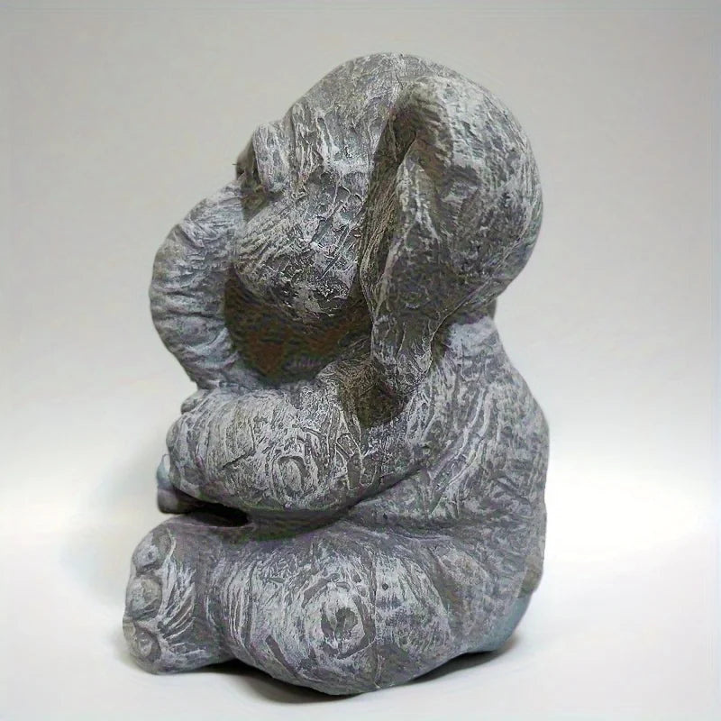 Cute Elephant Statue for Outdoor Decoration, Resin Craft Sculpture for Garden, Patio, Balcony, Outdoor Animal Living Room Decor