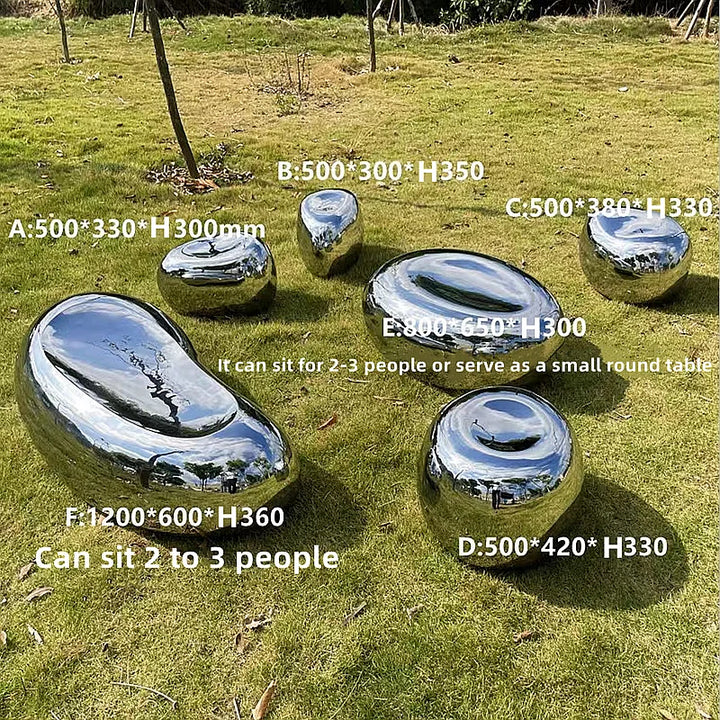 Stainless Steel Mirror Stone Table and Chairs Sculpture, Garden Park, Square Shop, Shopping Mall, Hotel, Art Ornaments