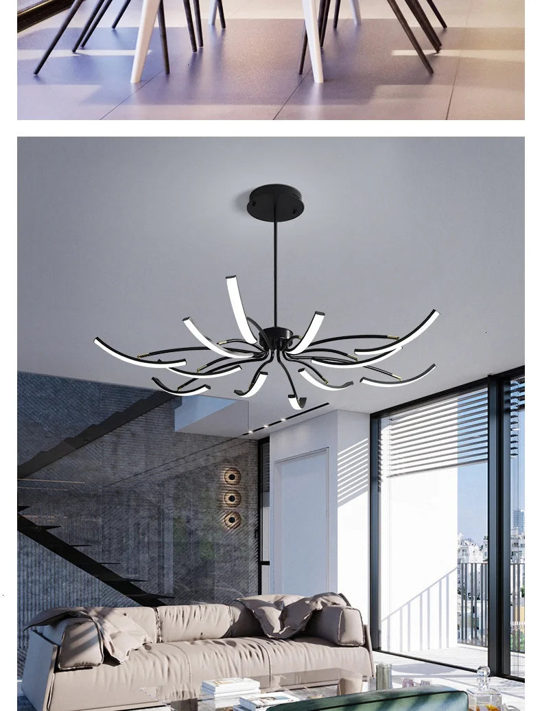 NEO Gleam Black/Gold DIY Modern led Chandelier bedroom study Living Room Suspension luminaire Hanging Chandeliers