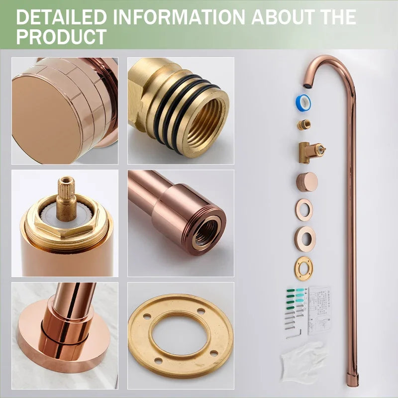 Floor Standing Bathtub Faucet Brass Body Hot Cold Mixer with Handle Rose Gold Independent Faucet Chrome Grey Black