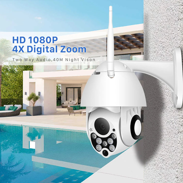 YCC365 Plus Wifi Camera Outdoor 1080P HD CCTV Security Camera PTZ 4x Zoom Waterproof Speed Dome Wireless Surveillance Camera