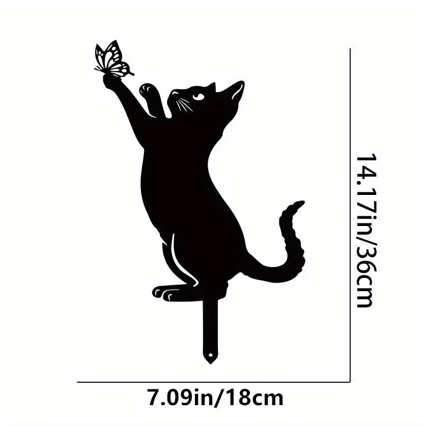 Charming Cat Family Garden Stakes – Decorative Cute Cat Silhouette,