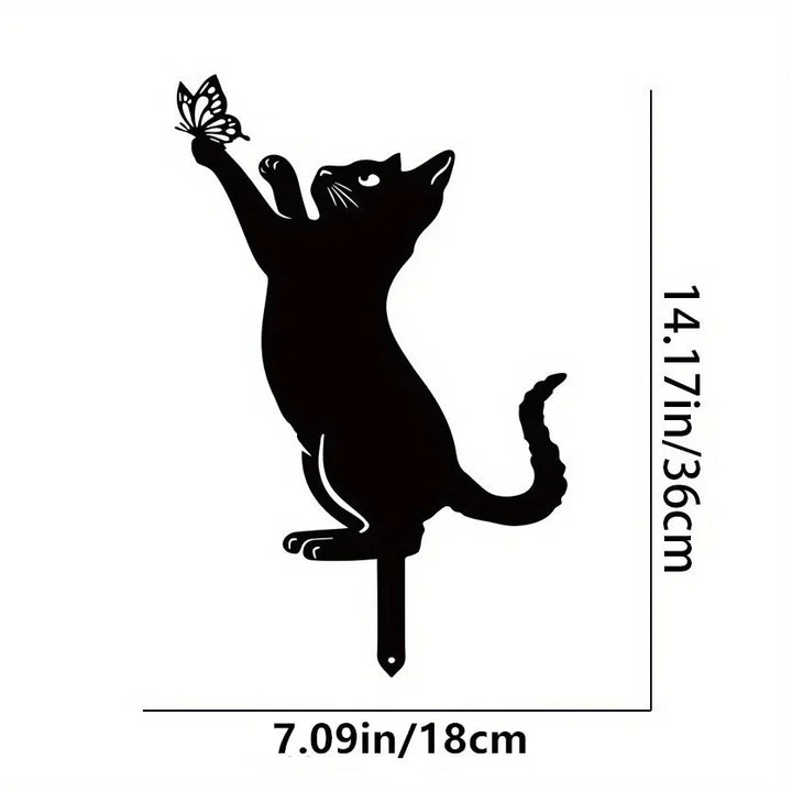 Charming Cat Family Garden Stakes – Decorative Cute Cat Silhouette,