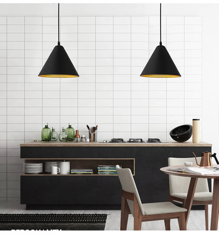 Nordic Retro Industrial Black Ceiling Pendant Lamp E27 for Restaurant Dining Table Bar Decorative Lighting Fixture