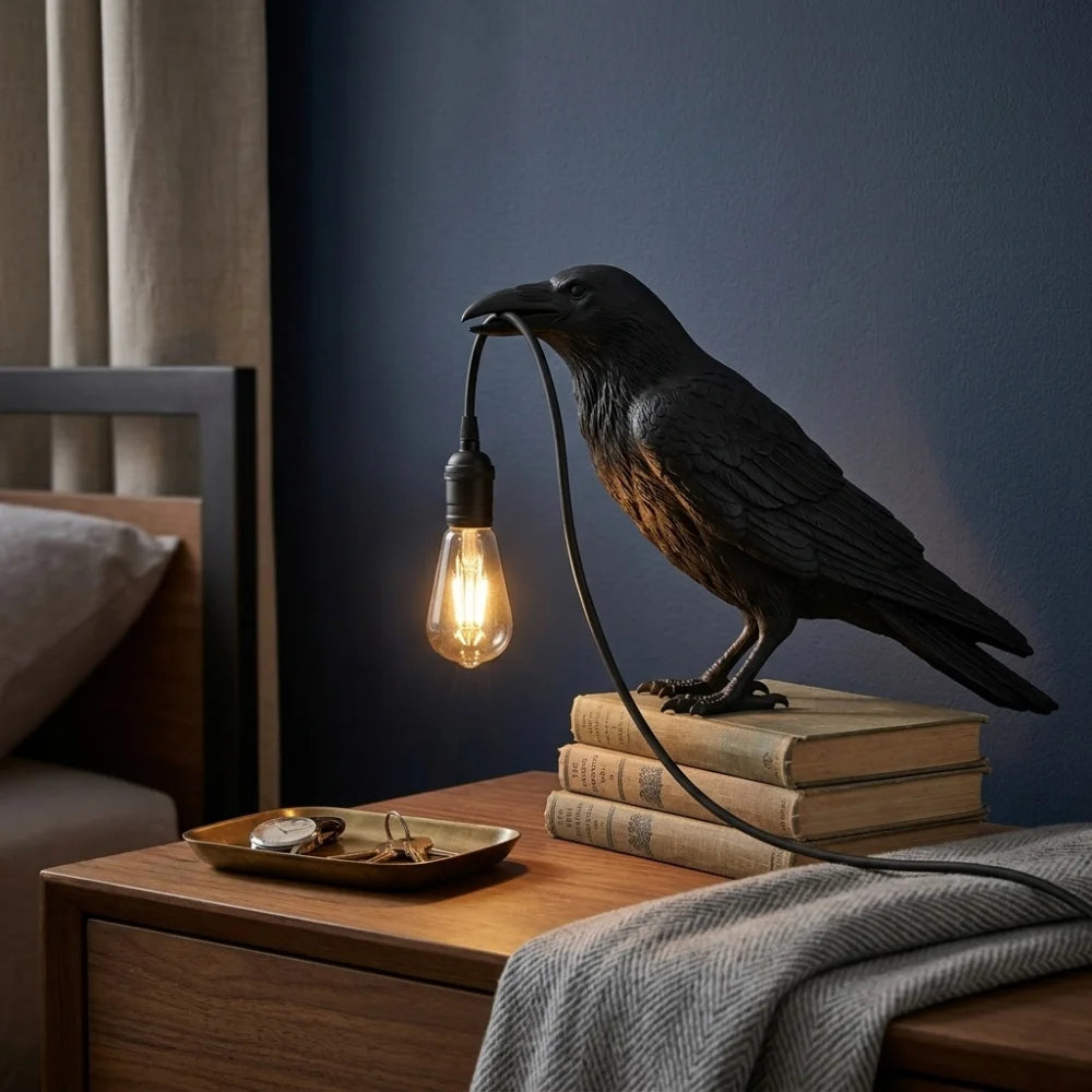 Resin Bird Table Lamp Creative Resin Animal Design Bedroom Bedside