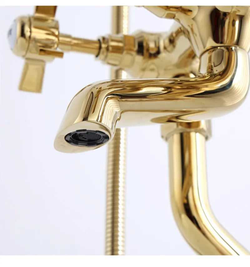 Bathtub Faucet Set Floor Decked Bathroom Classical Top High Quality Gold American Style Ceramic Handle Shower Faucet