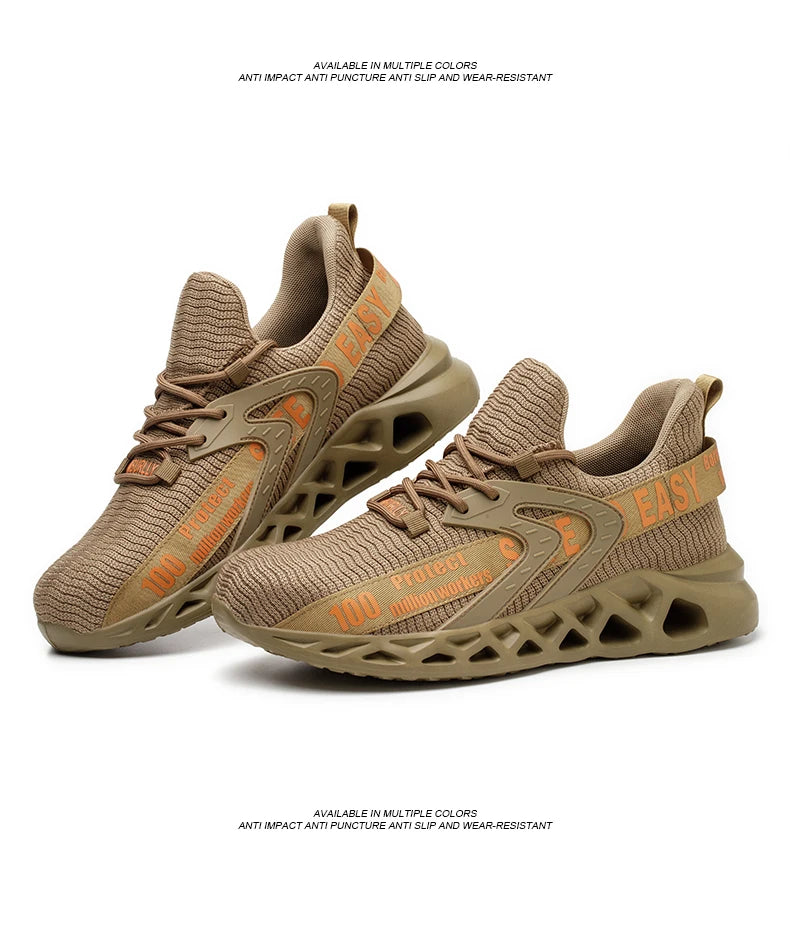 New Safety Shoes Men Breathable Light Work Sneakers Steel Toe Shoes Anti-smash Anti-puncture Indestructible Shoes Large Size 50