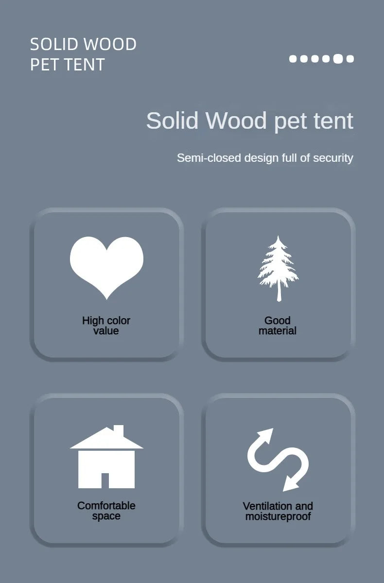 Dog Tent Soft Bed Can Be Disassembled Washed Solid Wood Support Comfortable Dog Beds House Cat Villa Pet Products Supplies