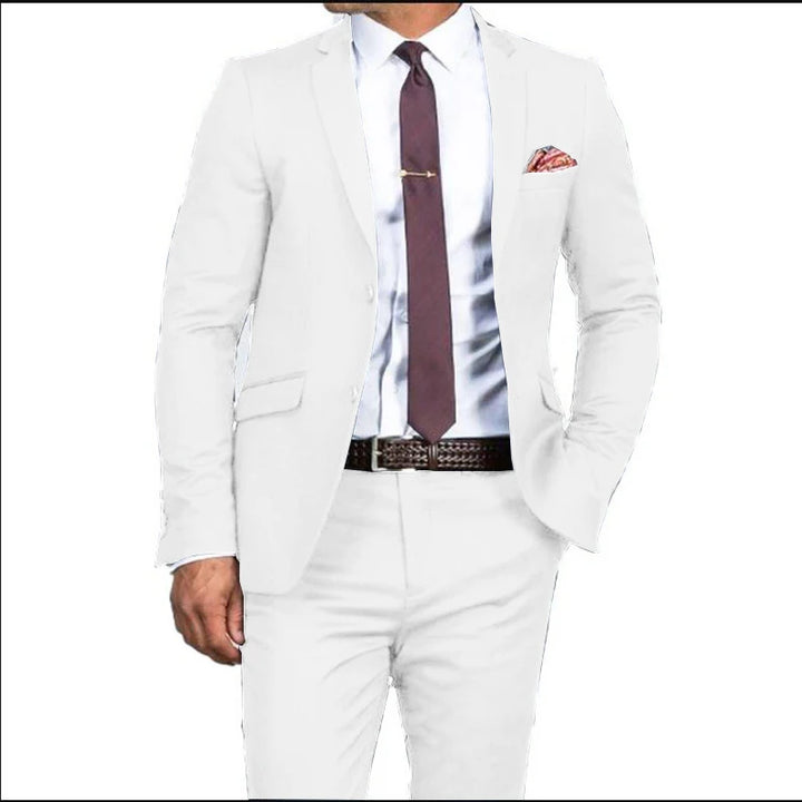 Men's Formal Fit Single breasted Elegant man suit Customized  Casual Business Office Jacket Set of Two Comfortable