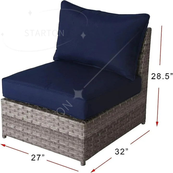 Outdoor Garden Pe Rattan Wicker Sofa Furniture Set Of 9 Pieces