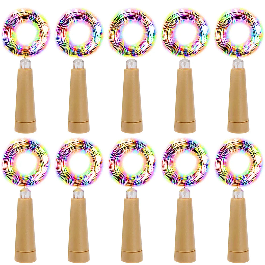 10PCS 2M LED Cork Wine Bottle Fairy Lights AA Battery Copper Wire String Lights Christmas Decoration Garland For Party Wedding