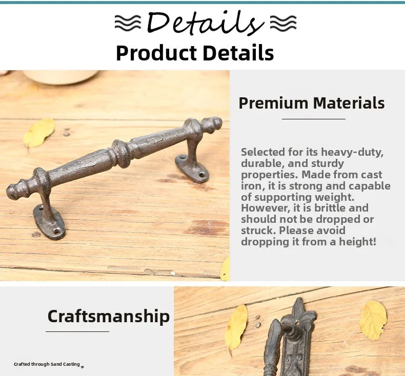 Retro Outdoor Iron Door Pulls European Sle Courard Decorative Wall Art Home Decor Iron Artistry Vintage Door Handles